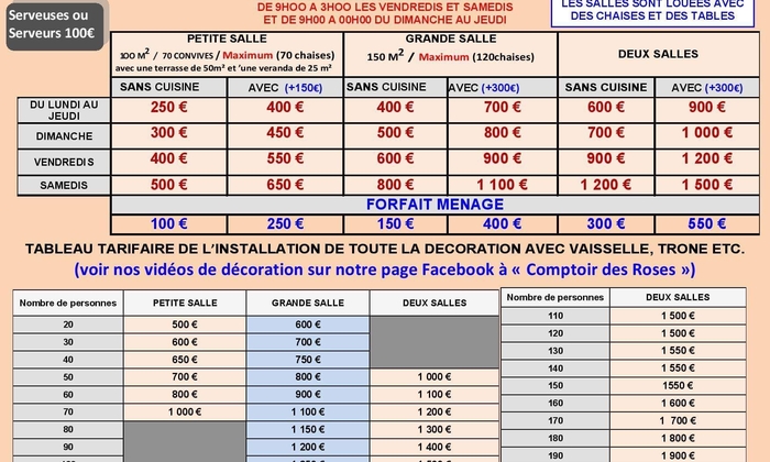 Small air-conditioned reception room €20