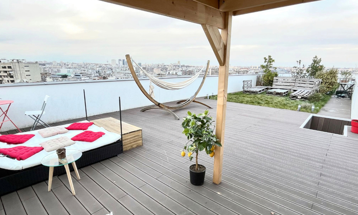 Toit terrasse avec jardin et pergola 80m2 et vue imprenable sur Paris 80 €